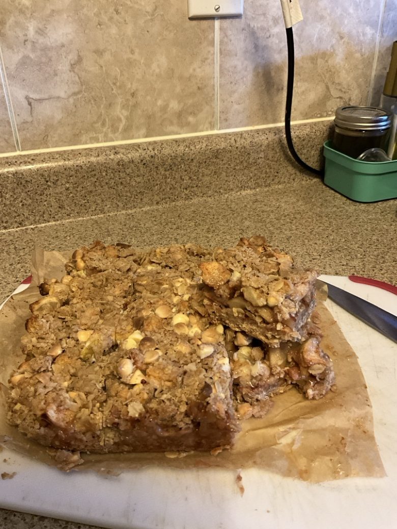 Freshly baked apple crumble bars