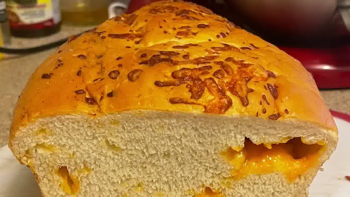Sliced cheddar loaf shown in Bob's video