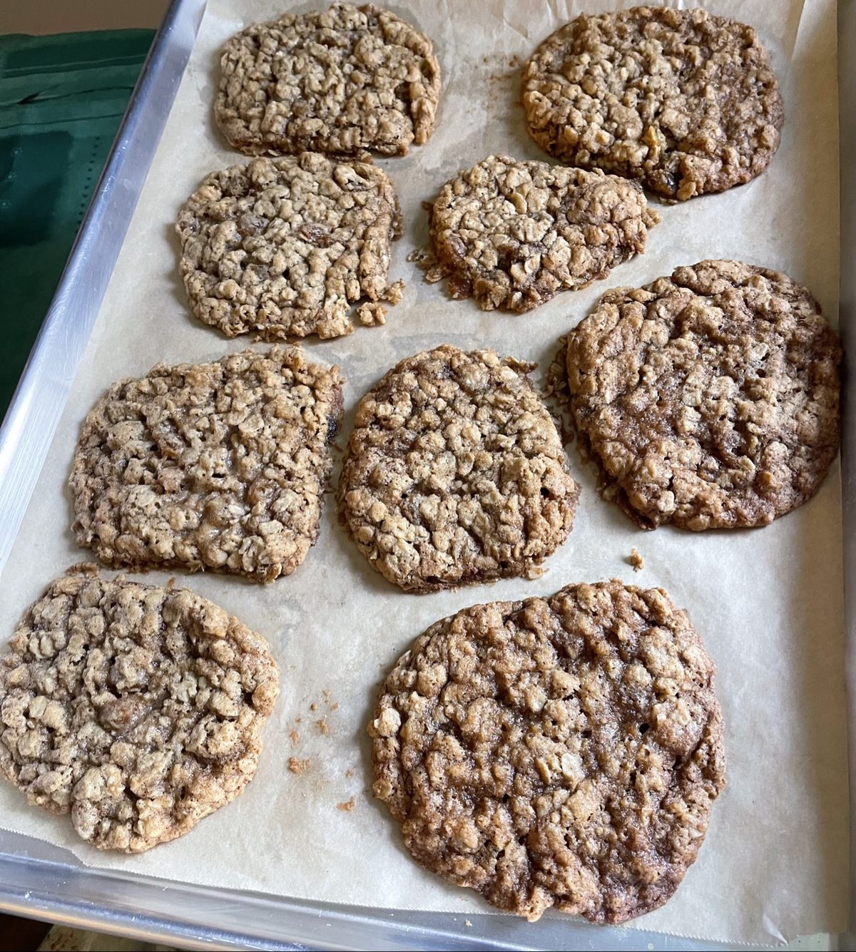 A fresh batch of oatmeal raisin cookies