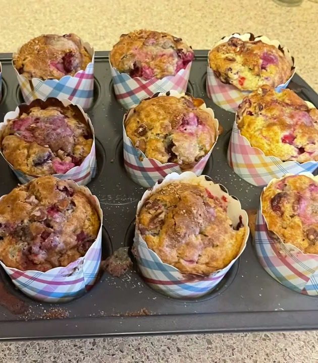 Berry muffins shown in Bob's video