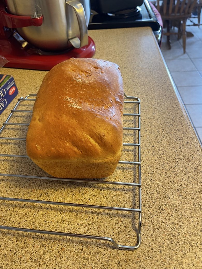 Sandwich loaf on a cooling rack